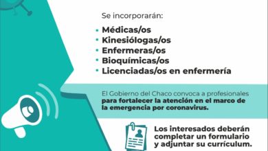 Photo of El Gobierno del Chaco convoca a profesionales de la salud